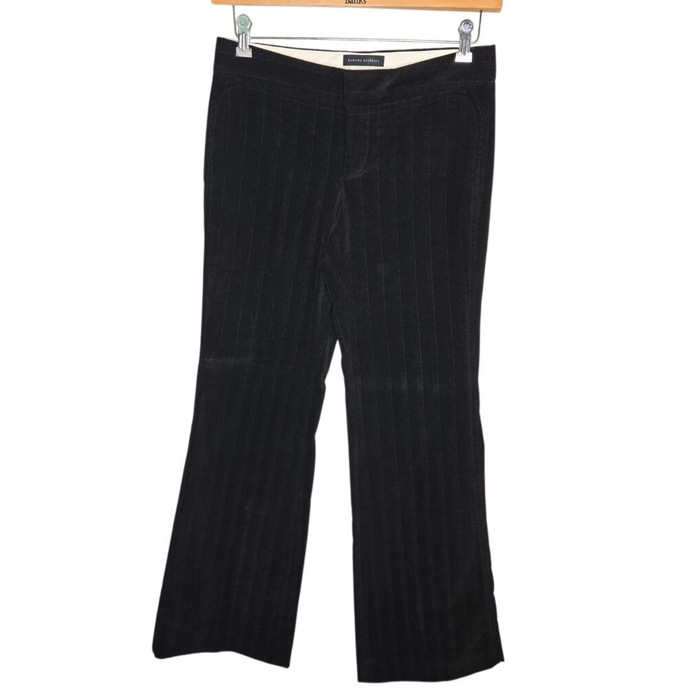 Banana Republic Vintage Holiday 2004 Black Pinstripe Corduroy Flare Pants 4